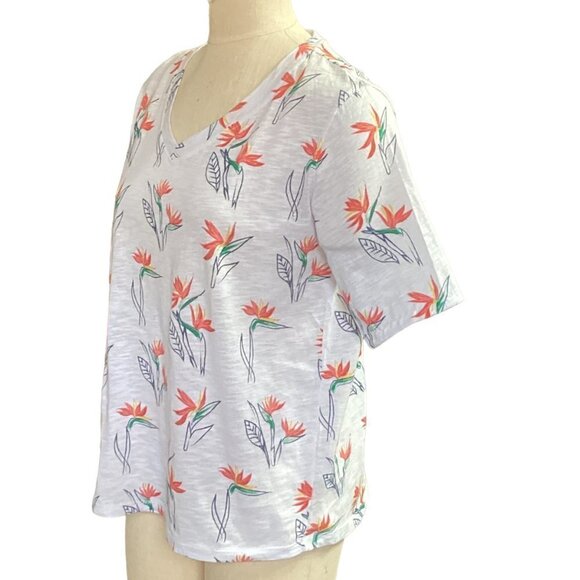 Fresh Produce Bird of Paradise Novelty Print Tee V-Neck Short Sleeve Sz M #159E - Picture 3 of 9